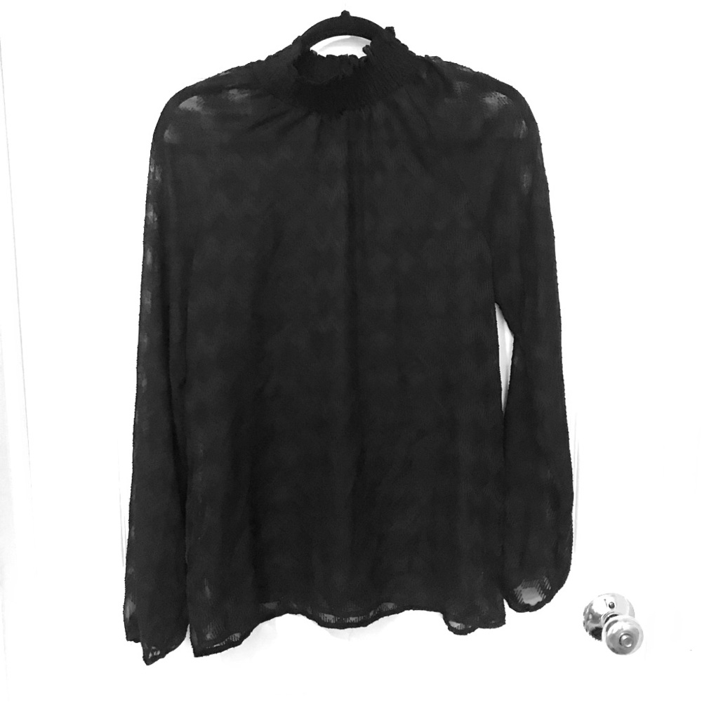 Sheer high neck black blouse